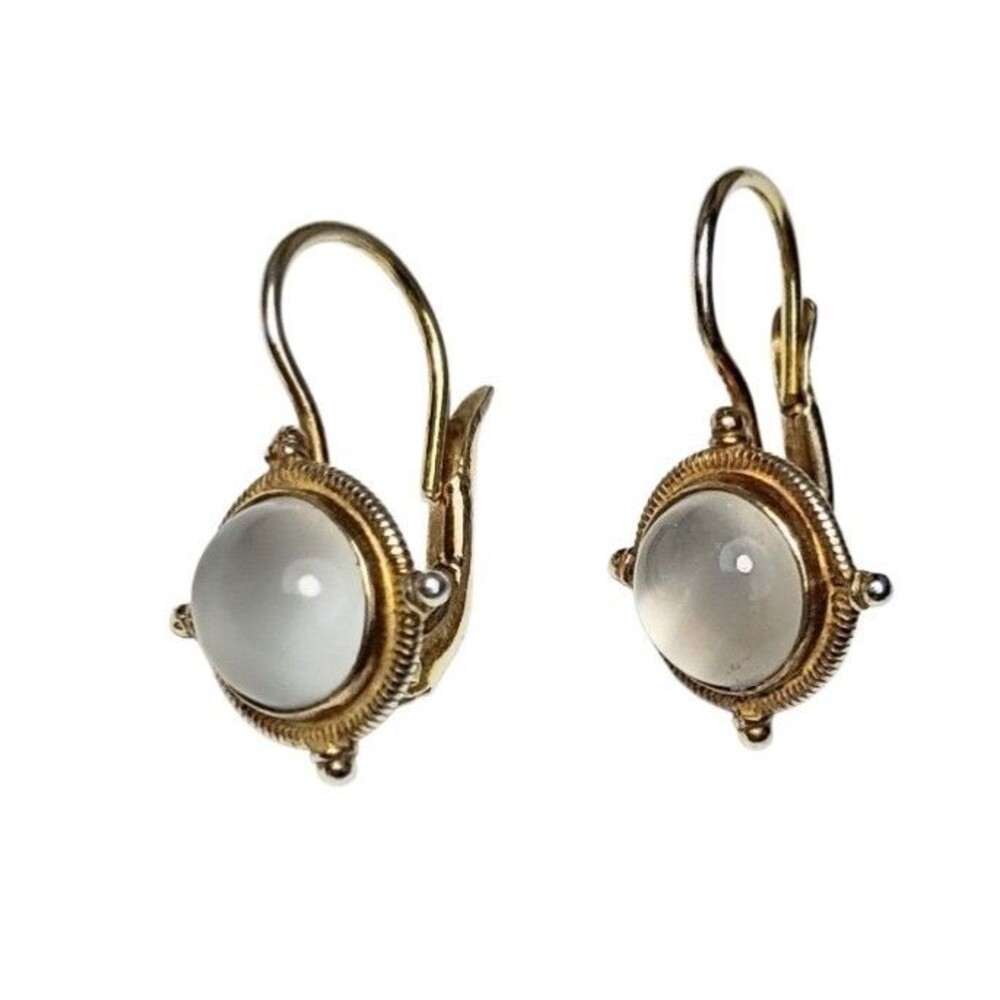 Moonstone Gold Vermeil Sterling Silver Leverback Earrings